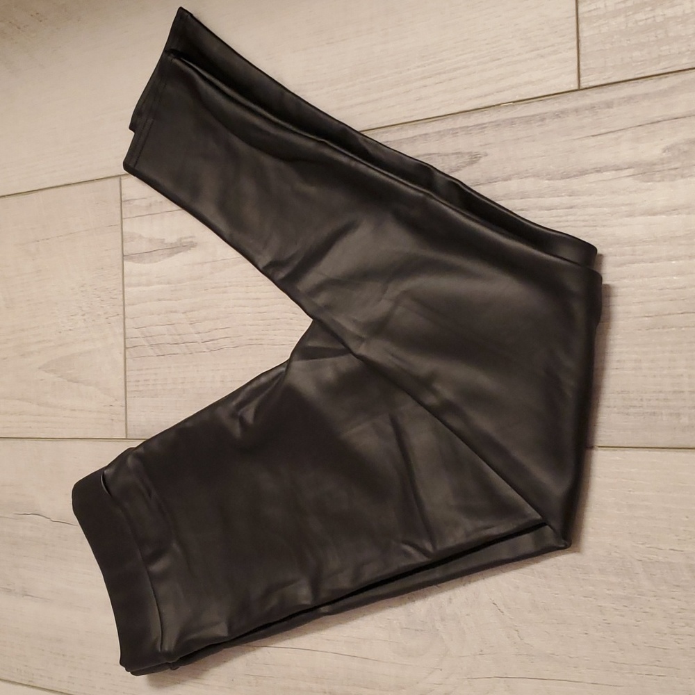 Black pleather leggings
